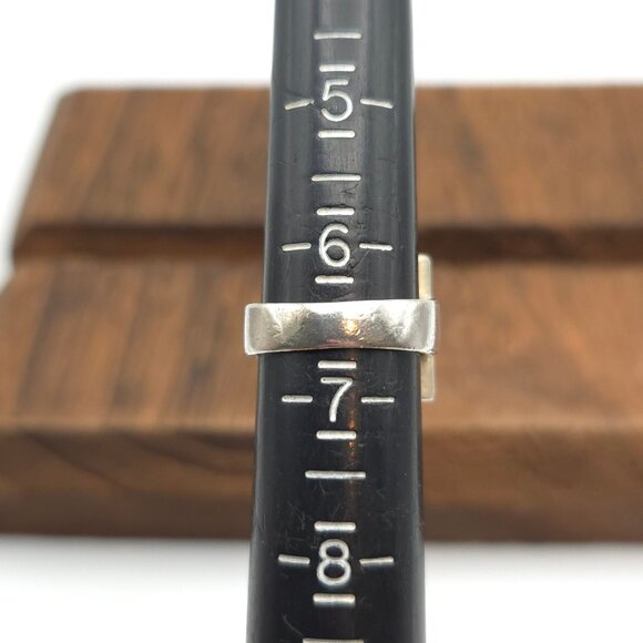 Size 6.5 925 Sterling Silver Thick Blue Pink White Shell Square Ring - Picture 6 of 8